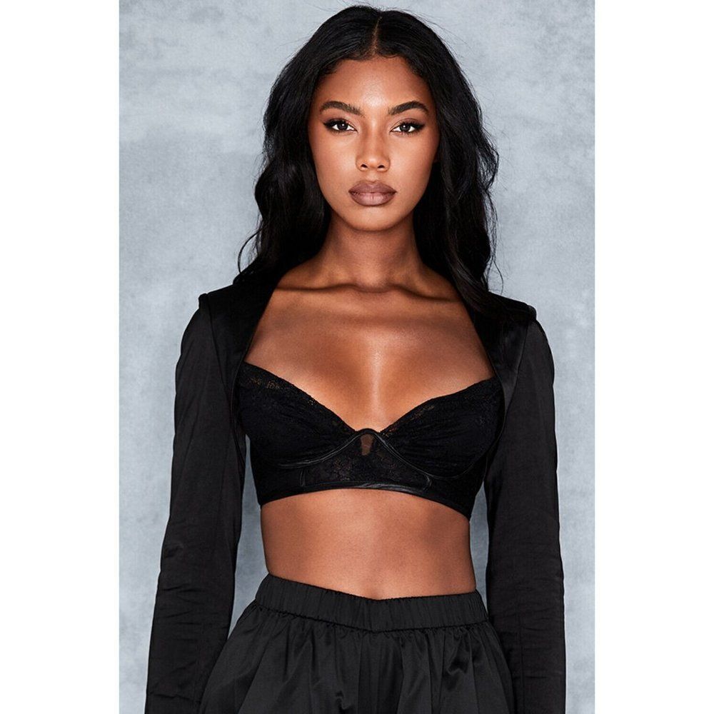 Mistress Rocks‎ Bralette Black Cropped Long Sleeve Tailored Decisions Sexy Small